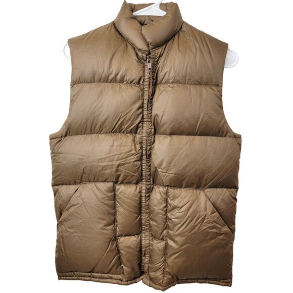Sears Vintage 80s Puff Vest Men Small Brown Jacket Western Outdoors Coat Winter - Picture 1 of 15